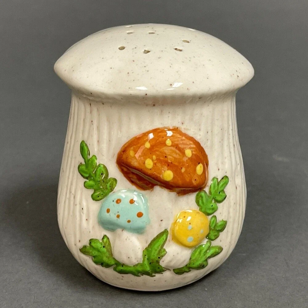 Vintage Salt Shaker Mushrooms Mushroom Ceramic - No Stopper